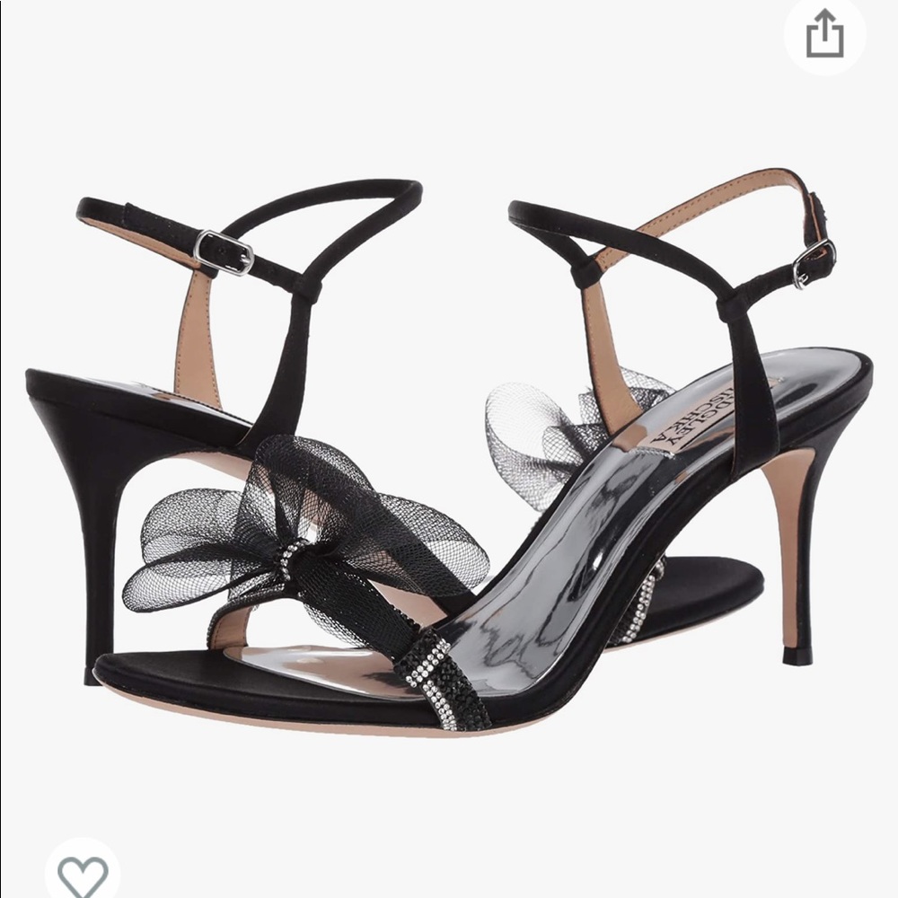 ✨ NWT Badgley Mischka Janie Bow Embellished Evening Heel in Black Satin